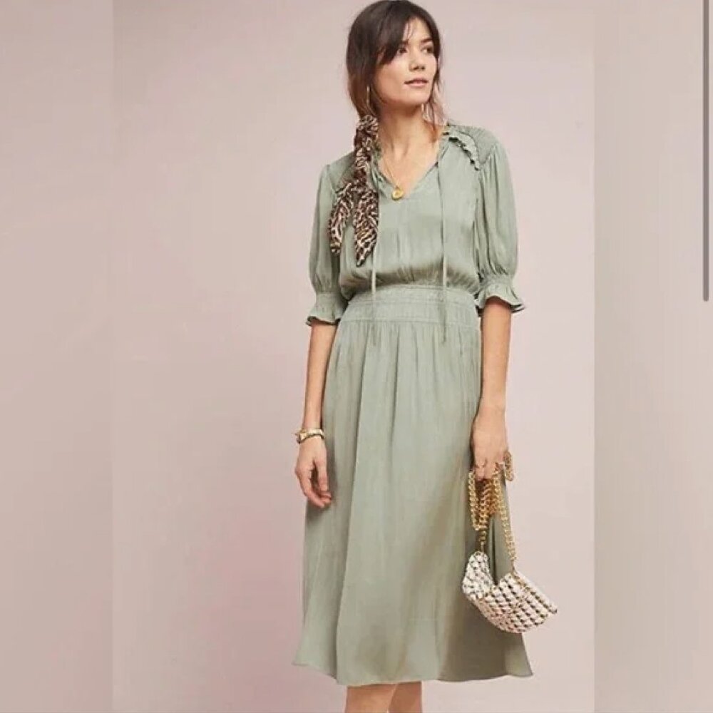 Anthropologie Current Air Sage Green Dress